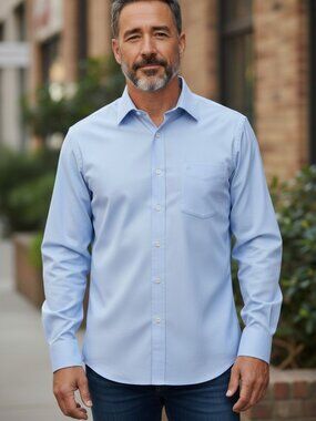 Pierre Cardin Blue Dress Shirt Size 17 34/35 Classic Office